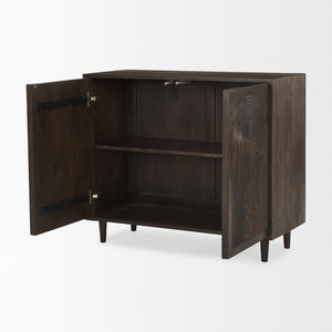 Mercana Tucker Modern Accent Cabinet with Carved Arch Pattern – Stylish Storage for Any Living Space Dark Brown Wood | 2 Door 69953