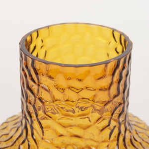 Mercana Jolene Pebbled Glass Vase – Translucent Green with Textured Finish for Elegant Home Décor Accents Amber Glass | Short 70366