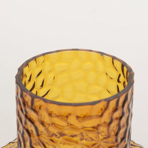 Mercana Jolene Pebbled Glass Vase – Translucent Green with Textured Finish for Elegant Home Décor Accents Amber Glass | Short 70366