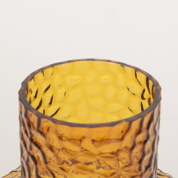 Mercana Jolene Pebbled Glass Vase – Translucent Green with Textured Finish for Elegant Home Décor Accents Amber Glass | Short 70366