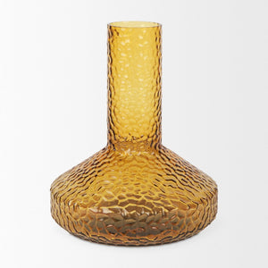 Mercana Jolene Pebbled Glass Vase – Translucent Green with Textured Finish for Elegant Home Décor Accents Amber Glass | Tall 70367