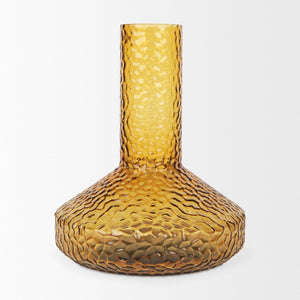 Mercana Jolene Pebbled Glass Vase – Translucent Green with Textured Finish for Elegant Home Décor Accents Amber Glass | Tall 70367