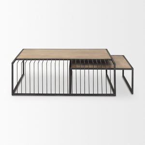 Mercana Miles Modern Industrial Nesting Coffee Table Set - Stylish, Space-Saving Design for Your Living Room 70197