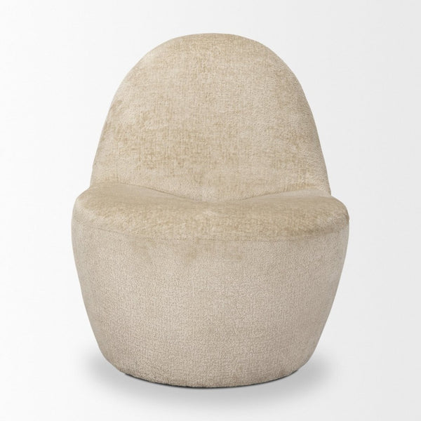 Mercana Beverly Modern Accent Chair - Luxurious Chenille Upholstery, Retro Curved Design for Any Space Beige Chenille 70374