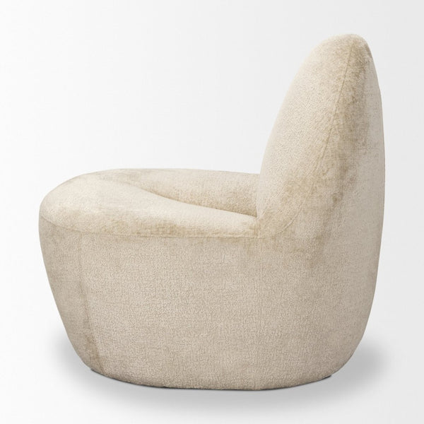 Mercana Beverly Modern Accent Chair - Luxurious Chenille Upholstery, Retro Curved Design for Any Space Beige Chenille 70374