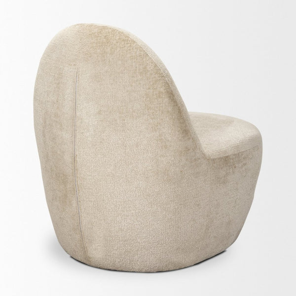 Mercana Beverly Modern Accent Chair - Luxurious Chenille Upholstery, Retro Curved Design for Any Space Beige Chenille 70374