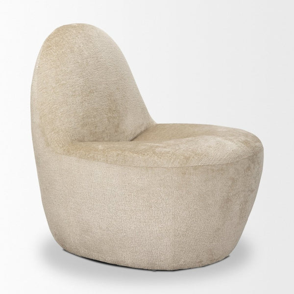 Mercana Beverly Modern Accent Chair - Luxurious Chenille Upholstery, Retro Curved Design for Any Space Beige Chenille 70374