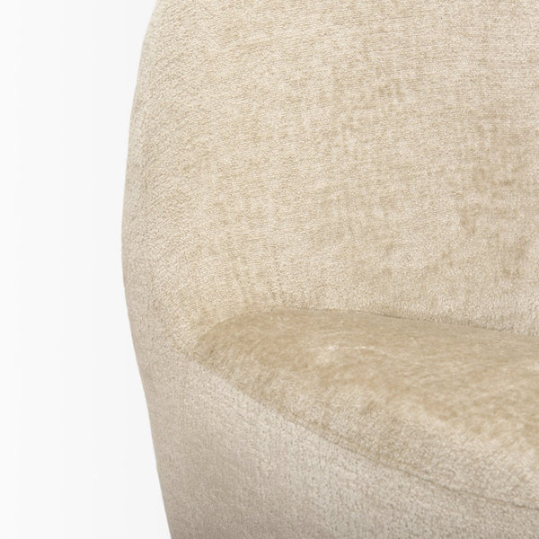 Mercana Beverly Modern Accent Chair - Luxurious Chenille Upholstery, Retro Curved Design for Any Space Beige Chenille 70374