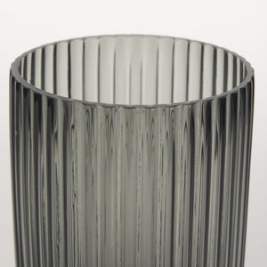 Mercana Dawn Smoky Black Ribbed Glass Vase - Modern Sculptural Design for Fresh Flowers or Candles Black Glass | Short 70360