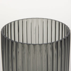 Mercana Dawn Smoky Black Ribbed Glass Vase - Modern Sculptural Design for Fresh Flowers or Candles Black Glass | Short 70360