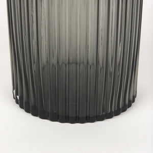 Mercana Dawn Smoky Black Ribbed Glass Vase - Modern Sculptural Design for Fresh Flowers or Candles Black Glass | Short 70360