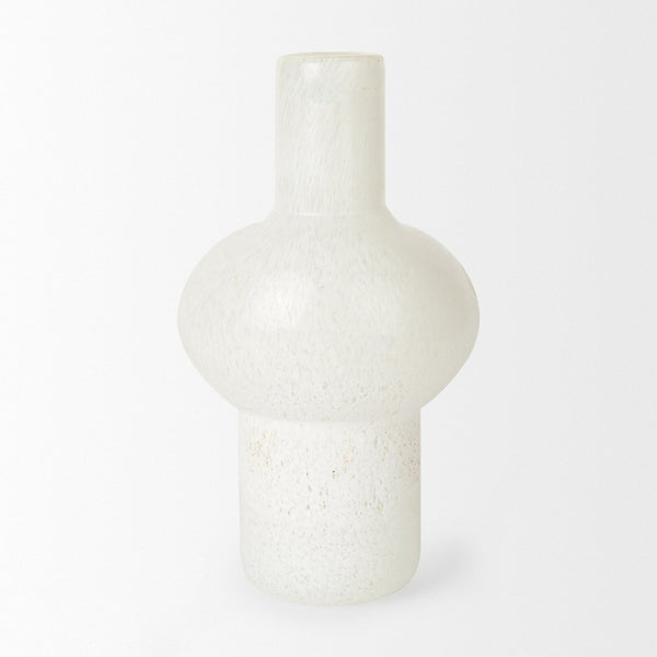 Mercana Heket Sculptural Matte Vase - Hand-Blown Glass Art Piece Inspired by Ancient Egyptian Goddess Elegance White Glass | Tall 70347
