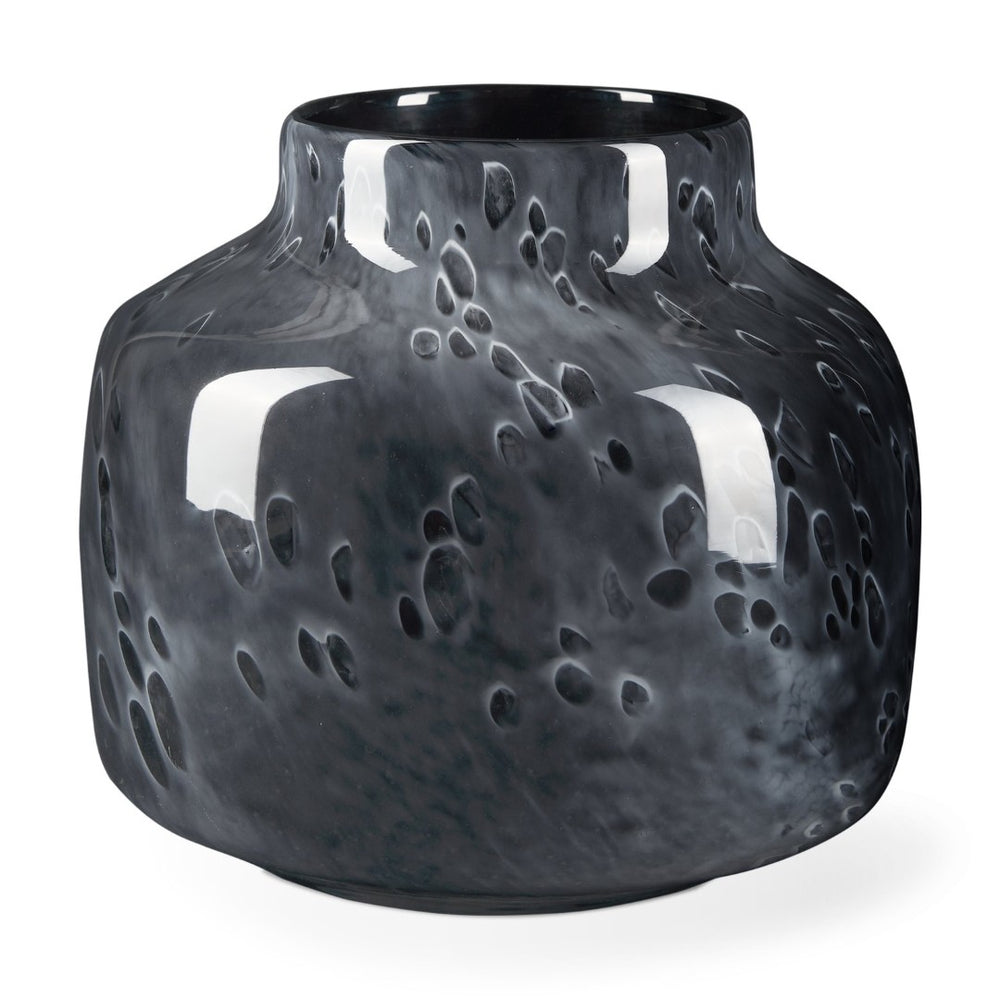 Mercana Masai Elegant Glass Vase - Contemporary Artful Accent for Tabletop or Mantel, Unique Design Mottled Black | Small 70348