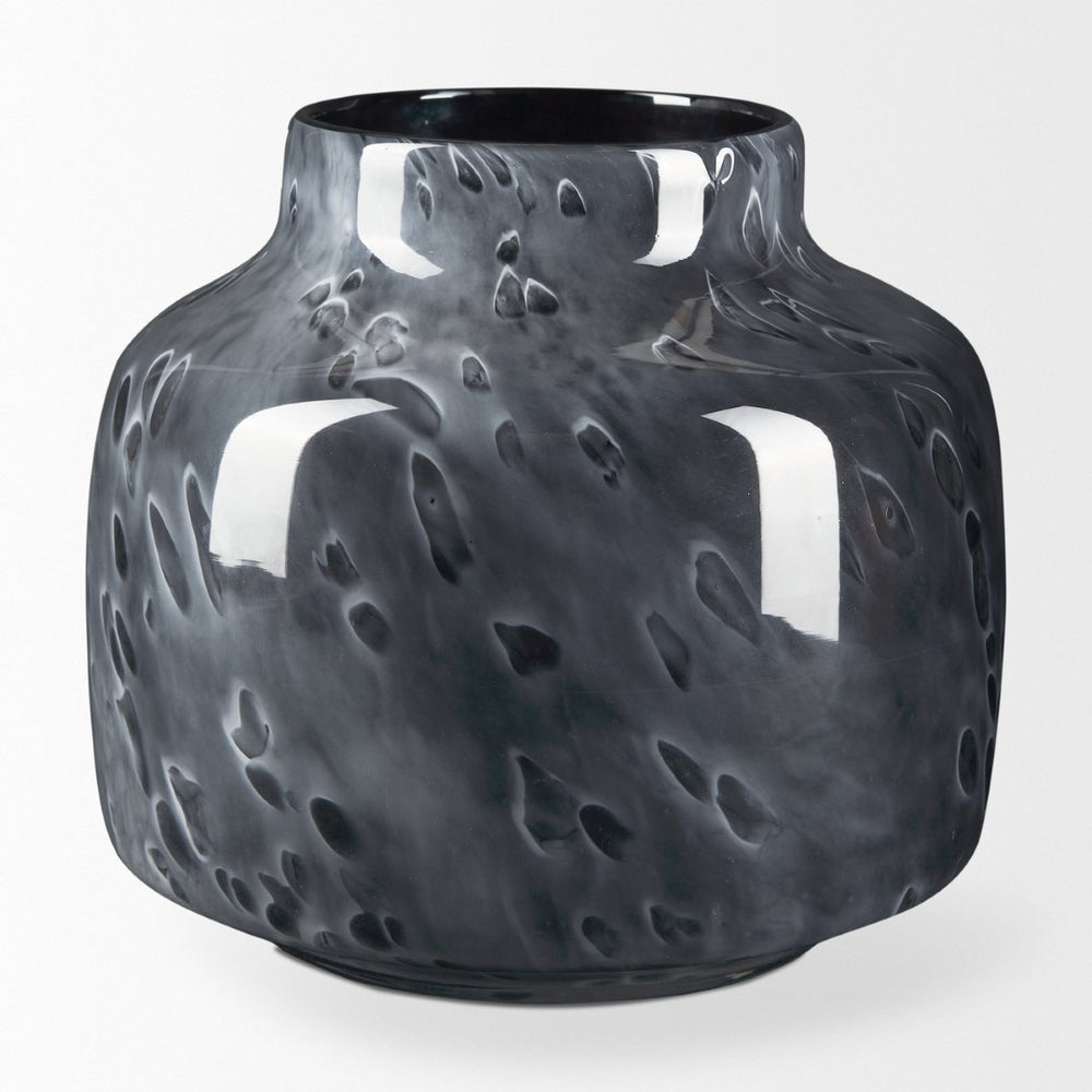 Mercana Masai Elegant Glass Vase - Contemporary Artful Accent for Tabletop or Mantel, Unique Design Mottled Black | Small 70348