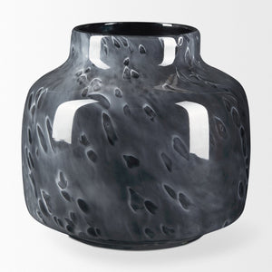 Mercana Masai Elegant Glass Vase - Contemporary Artful Accent for Tabletop or Mantel, Unique Design Mottled Black | Small 70348