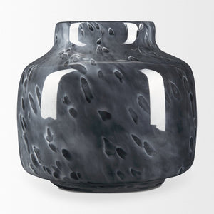 Mercana Masai Elegant Glass Vase - Contemporary Artful Accent for Tabletop or Mantel, Unique Design Mottled Black | Small 70348