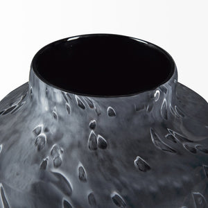Mercana Masai Elegant Glass Vase - Contemporary Artful Accent for Tabletop or Mantel, Unique Design Mottled Black | Small 70348
