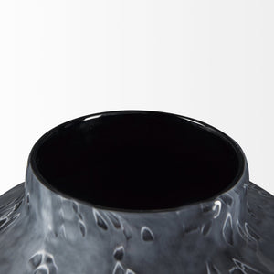 Mercana Masai Elegant Glass Vase - Contemporary Artful Accent for Tabletop or Mantel, Unique Design Mottled Black | Small 70348