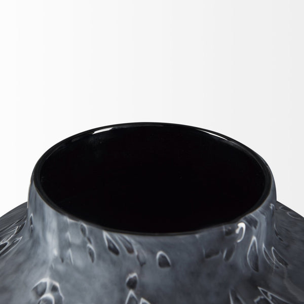 Mercana Masai Elegant Glass Vase - Contemporary Artful Accent for Tabletop or Mantel, Unique Design Mottled Black | Small 70348