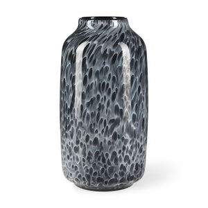 Mercana Masai Elegant Glass Vase - Contemporary Artful Accent for Tabletop or Mantel, Unique Design Mottled Black | Medium 70349