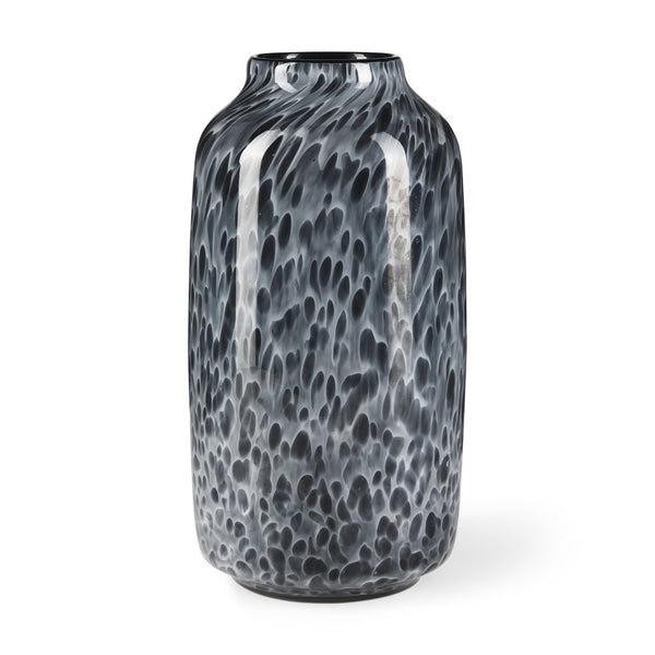 Mercana Masai Elegant Glass Vase - Contemporary Artful Accent for Tabletop or Mantel, Unique Design Mottled Black | Medium 70349