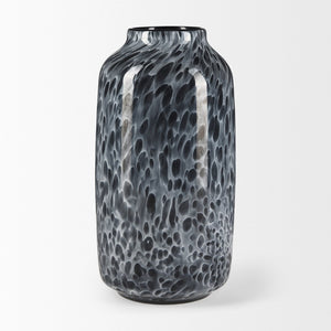 Mercana Masai Elegant Glass Vase - Contemporary Artful Accent for Tabletop or Mantel, Unique Design Mottled Black | Medium 70349