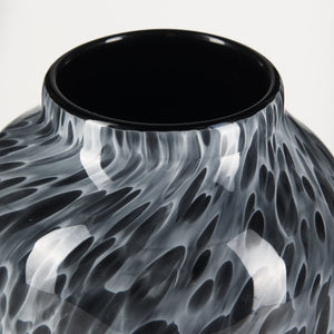 Mercana Masai Elegant Glass Vase - Contemporary Artful Accent for Tabletop or Mantel, Unique Design Mottled Black | Medium 70349