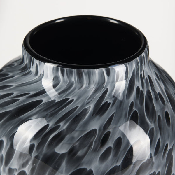 Mercana Masai Elegant Glass Vase - Contemporary Artful Accent for Tabletop or Mantel, Unique Design Mottled Black | Medium 70349