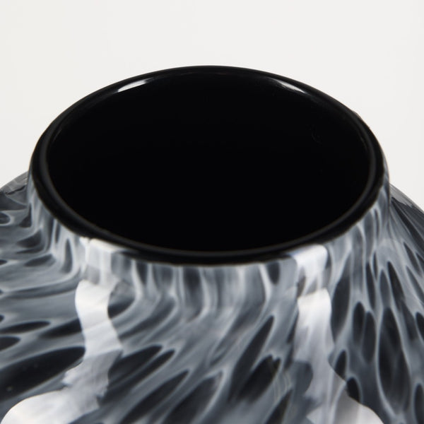 Mercana Masai Elegant Glass Vase - Contemporary Artful Accent for Tabletop or Mantel, Unique Design Mottled Black | Medium 70349