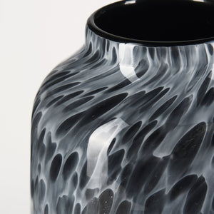 Mercana Masai Elegant Glass Vase - Contemporary Artful Accent for Tabletop or Mantel, Unique Design Mottled Black | Medium 70349