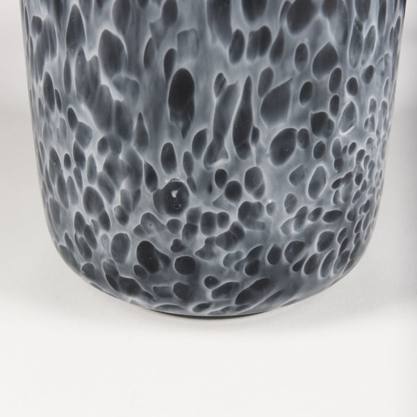 Mercana Masai Elegant Glass Vase - Contemporary Artful Accent for Tabletop or Mantel, Unique Design Mottled Black | Medium 70349
