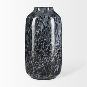 Mercana Masai Elegant Glass Vase - Contemporary Artful Accent for Tabletop or Mantel, Unique Design Mottled Black | Large 70350