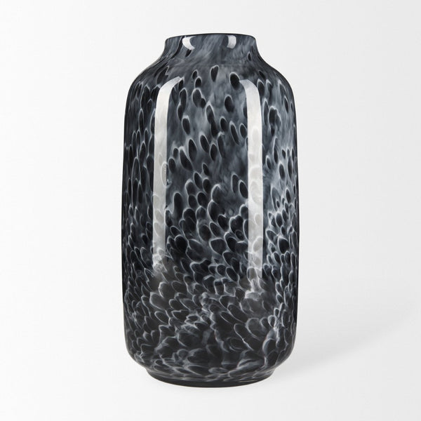 Mercana Masai Elegant Glass Vase - Contemporary Artful Accent for Tabletop or Mantel, Unique Design Mottled Black | Large 70350