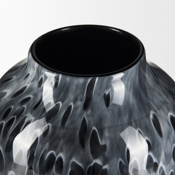 Mercana Masai Elegant Glass Vase - Contemporary Artful Accent for Tabletop or Mantel, Unique Design Mottled Black | Large 70350