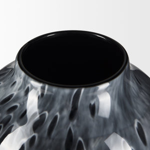 Mercana Masai Elegant Glass Vase - Contemporary Artful Accent for Tabletop or Mantel, Unique Design Mottled Black | Large 70350