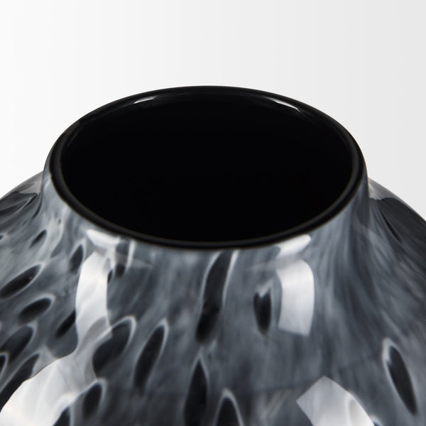 Mercana Masai Elegant Glass Vase - Contemporary Artful Accent for Tabletop or Mantel, Unique Design Mottled Black | Large 70350
