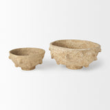 Mercana Sonam Set of 2 Beige Paper Mache Spiked Bowls 70218