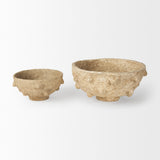 Mercana Sonam Set of 2 Beige Paper Mache Spiked Bowls 70218