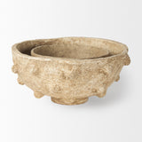 Mercana Sonam Set of 2 Beige Paper Mache Spiked Bowls 70218