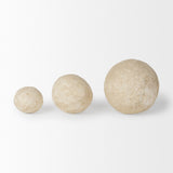 Mercana Sunita Set of 3 Beige Paper Mache Orbs 70219