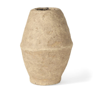 Mercana Rundal Artisanal Paper-Mâché Vase - Unique Eco-Friendly Home Accent for Minimalist Interiors Beige Paper Mache | Small 70210