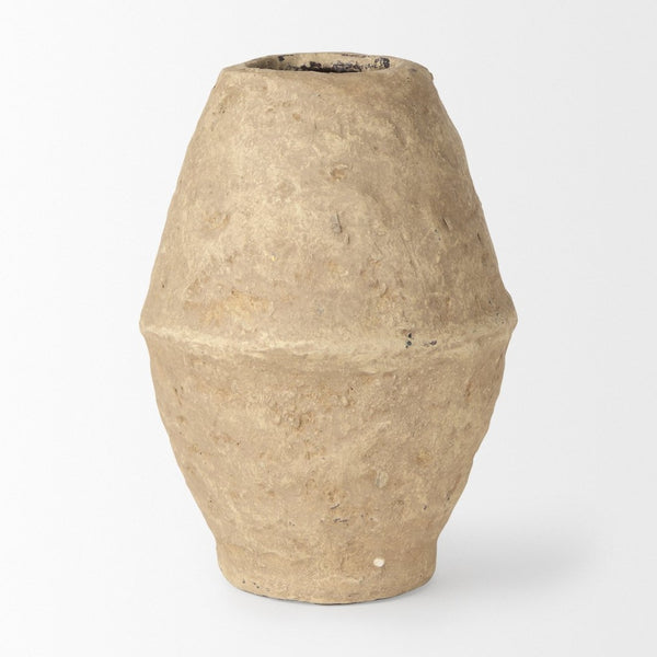 Mercana Rundal Artisanal Paper-Mâché Vase - Unique Eco-Friendly Home Accent for Minimalist Interiors Beige Paper Mache | Small 70210