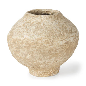 Mercana Ritu Handcrafted Paper Mache Pot Vase - Unique Artisan Accent for Indoor Décor and Floral Display Beige Paper Mache | Small 70214