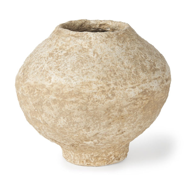 Mercana Ritu Handcrafted Paper Mache Pot Vase - Unique Artisan Accent for Indoor Décor and Floral Display Beige Paper Mache | Small 70214