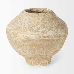 Mercana Ritu Handcrafted Paper Mache Pot Vase - Unique Artisan Accent for Indoor Décor and Floral Display Beige Paper Mache | Small 70214
