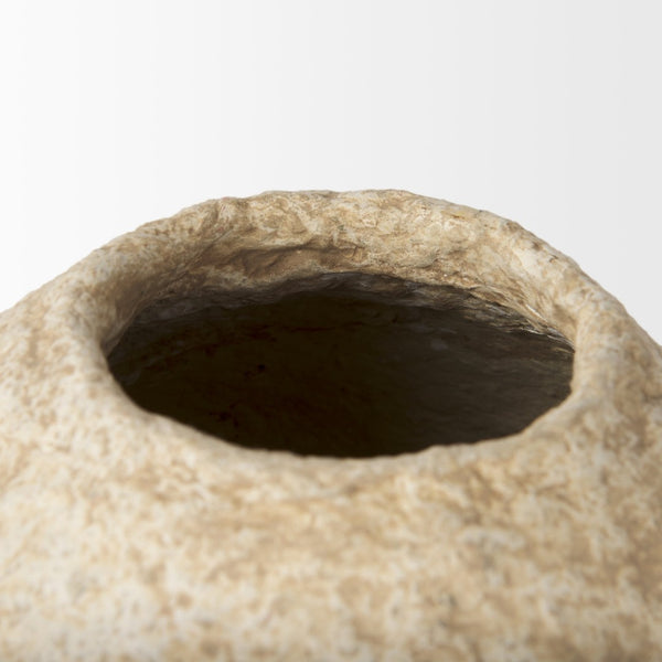 Mercana Ritu Handcrafted Paper Mache Pot Vase - Unique Artisan Accent for Indoor Décor and Floral Display Beige Paper Mache | Small 70214