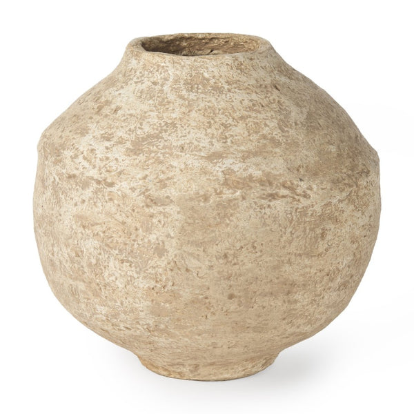 Mercana Ritu Handcrafted Paper Mache Pot Vase - Unique Artisan Accent for Indoor Décor and Floral Display Beige Paper Mache | Large 70215