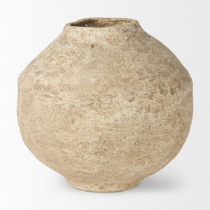Mercana Ritu Handcrafted Paper Mache Pot Vase - Unique Artisan Accent for Indoor Décor and Floral Display Beige Paper Mache | Large 70215
