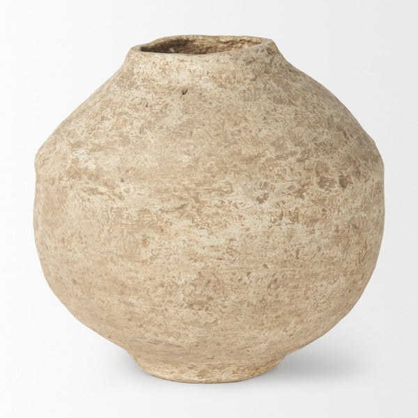 Mercana Ritu Handcrafted Paper Mache Pot Vase - Unique Artisan Accent for Indoor Décor and Floral Display Beige Paper Mache | Large 70215