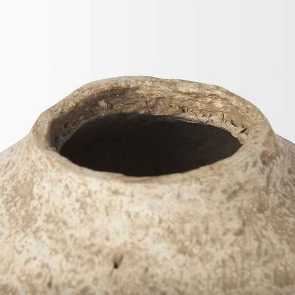 Mercana Ritu Handcrafted Paper Mache Pot Vase - Unique Artisan Accent for Indoor Décor and Floral Display Beige Paper Mache | Large 70215